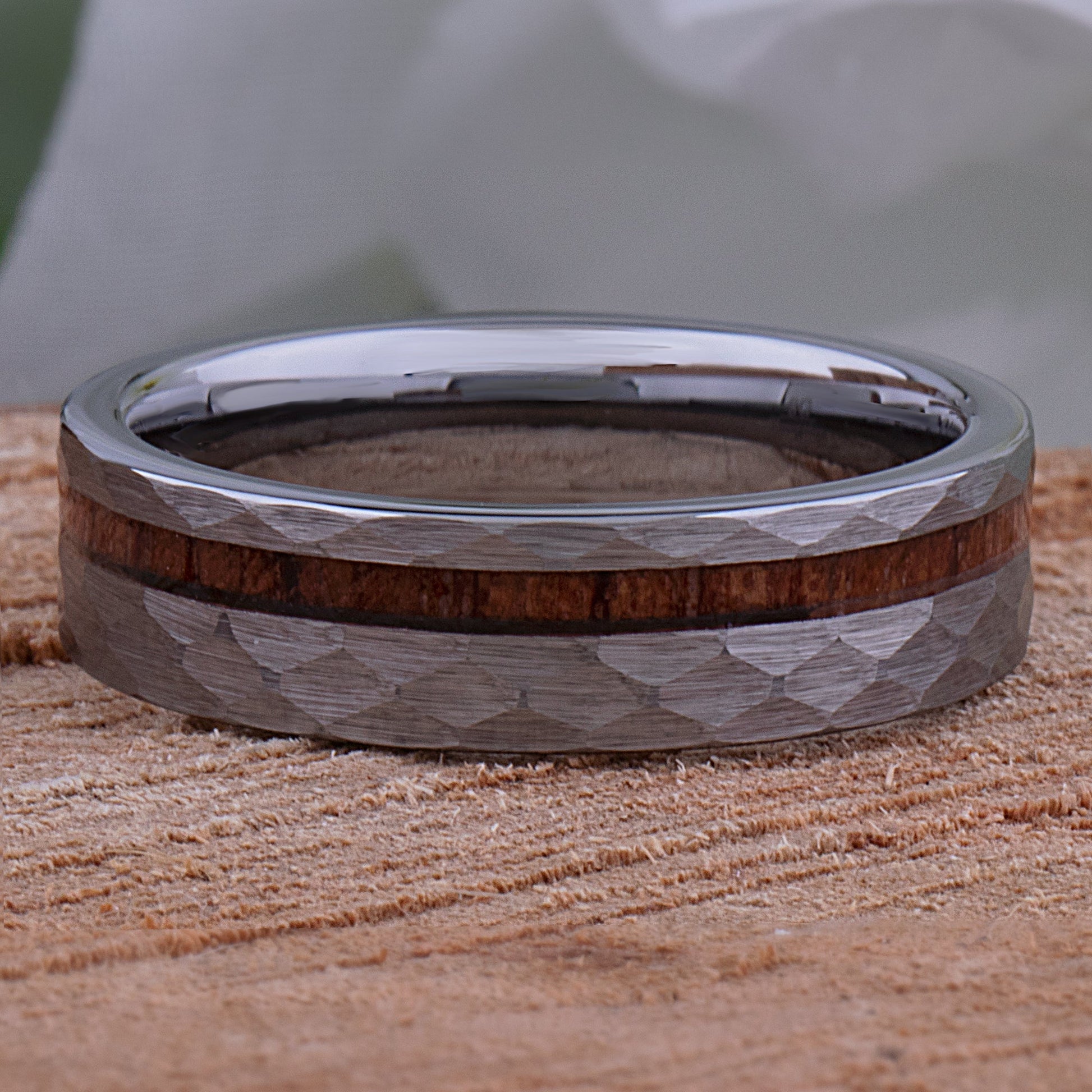 Tungsten Ring with Padauk Wood Inlay - 6mm Width