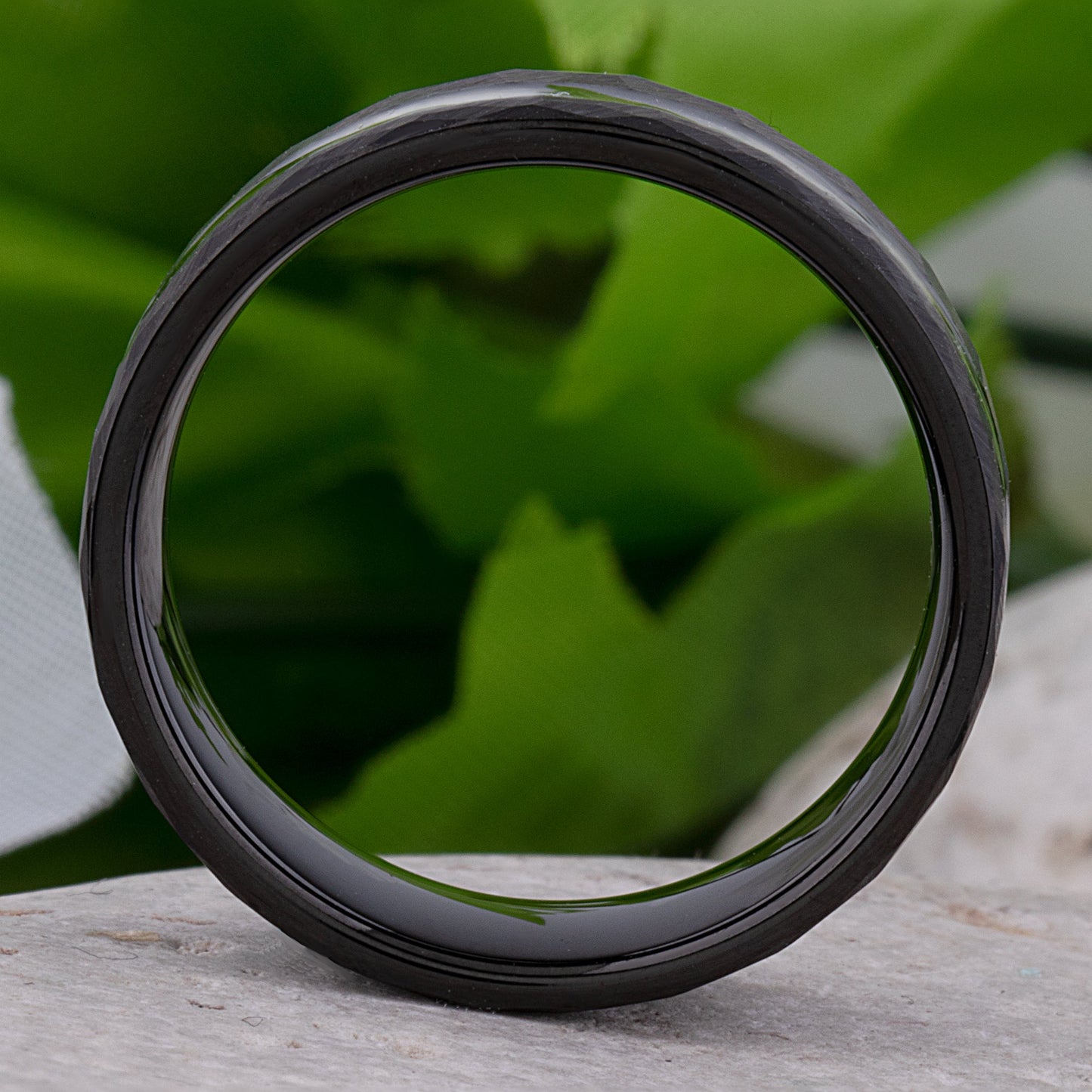 Meteorite Mens Faceted Black Tungsten Wedding Band 8mm, Engagement Anniversary Proposal Promise Ring, Premium Quality, Perfect Gift for Him