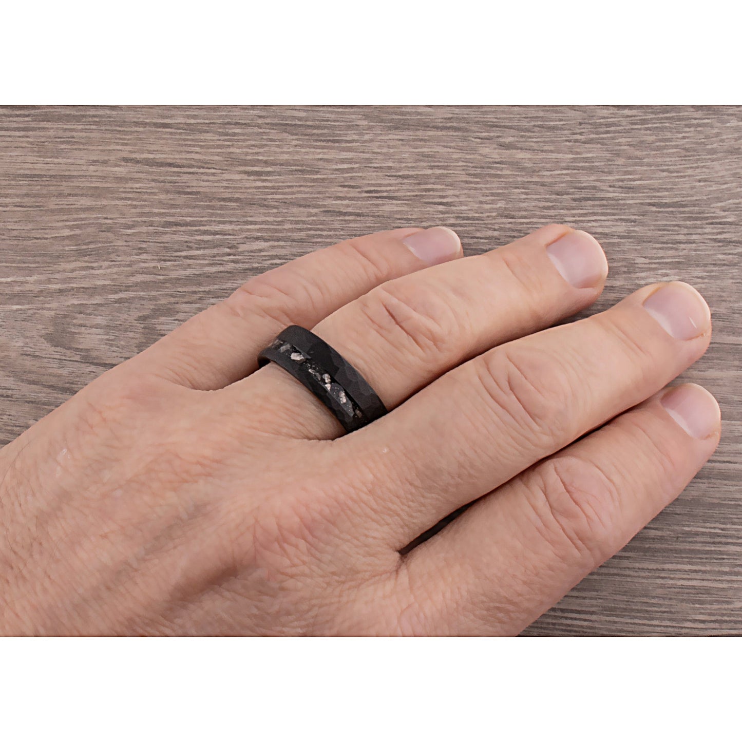 Meteorite Mens Faceted Black Tungsten Wedding Band 8mm, Engagement Anniversary Proposal Promise Ring, Premium Quality, Perfect Gift for Him