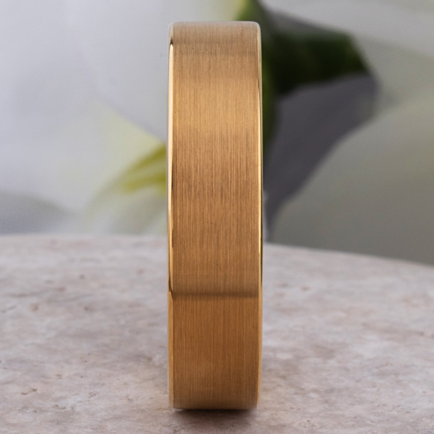 Yellow Gold Tungsten Ring with Brushed Surface - 6mm Width