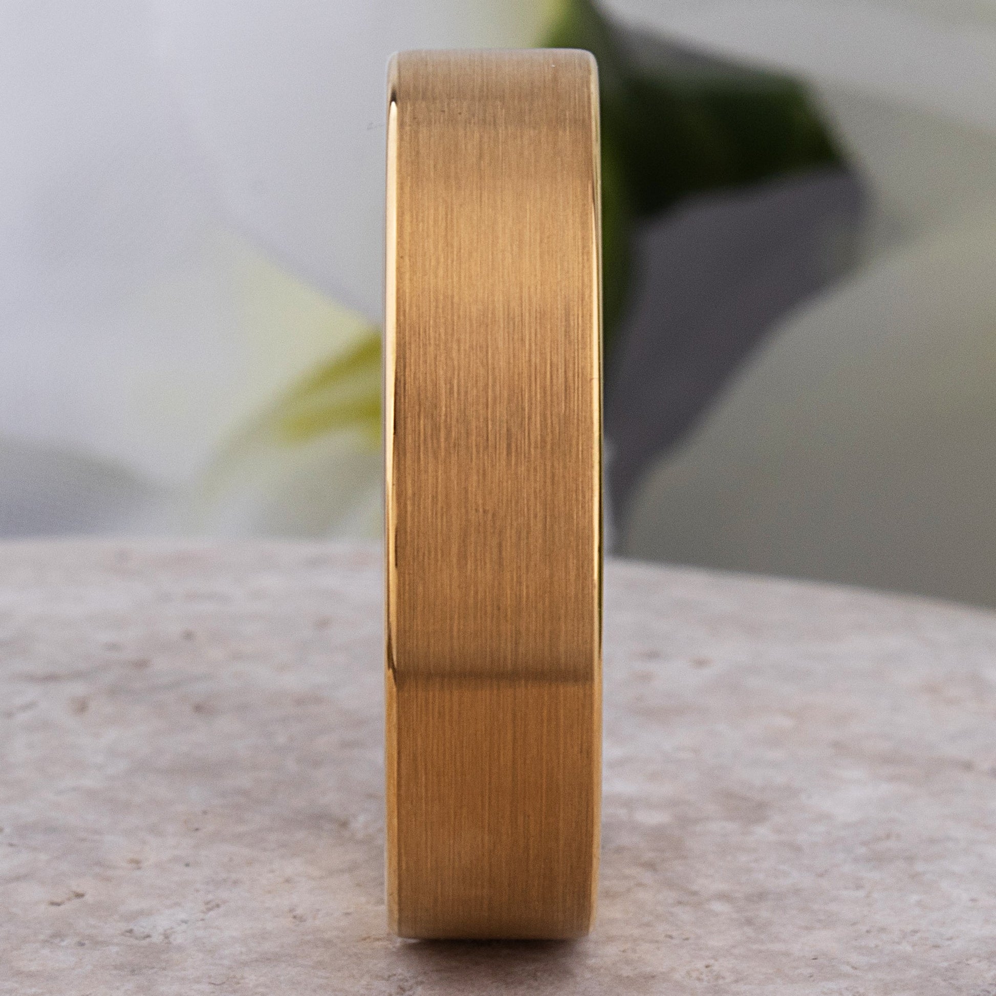 Yellow Gold Tungsten Ring with Brushed Surface - 6mm Width