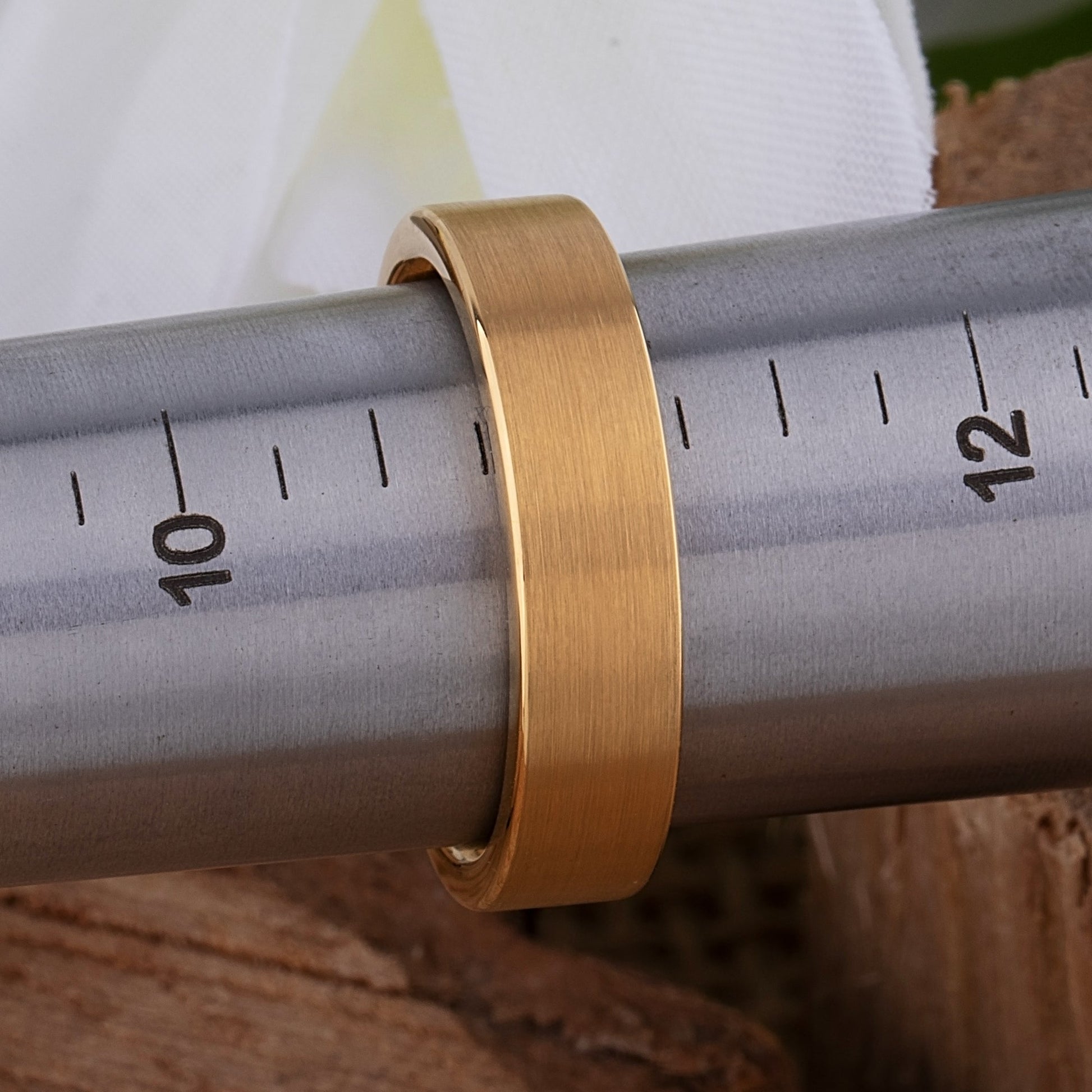 Yellow Gold Tungsten Ring with Brushed Surface - 6mm Width