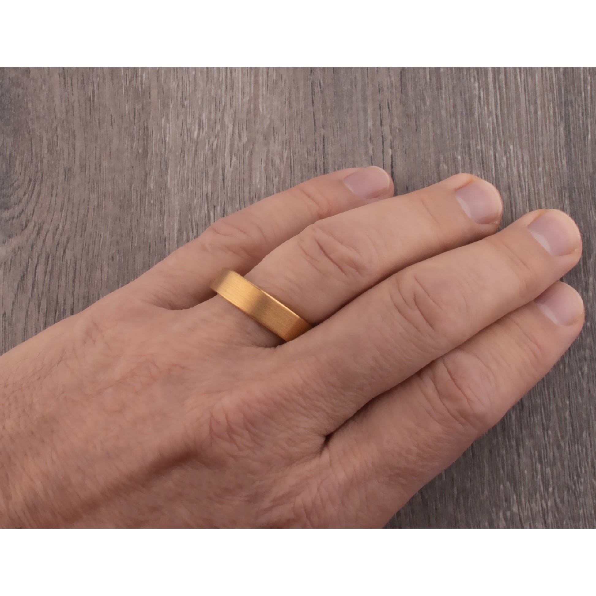 Yellow Gold Tungsten Ring with Brushed Surface - 6mm Width
