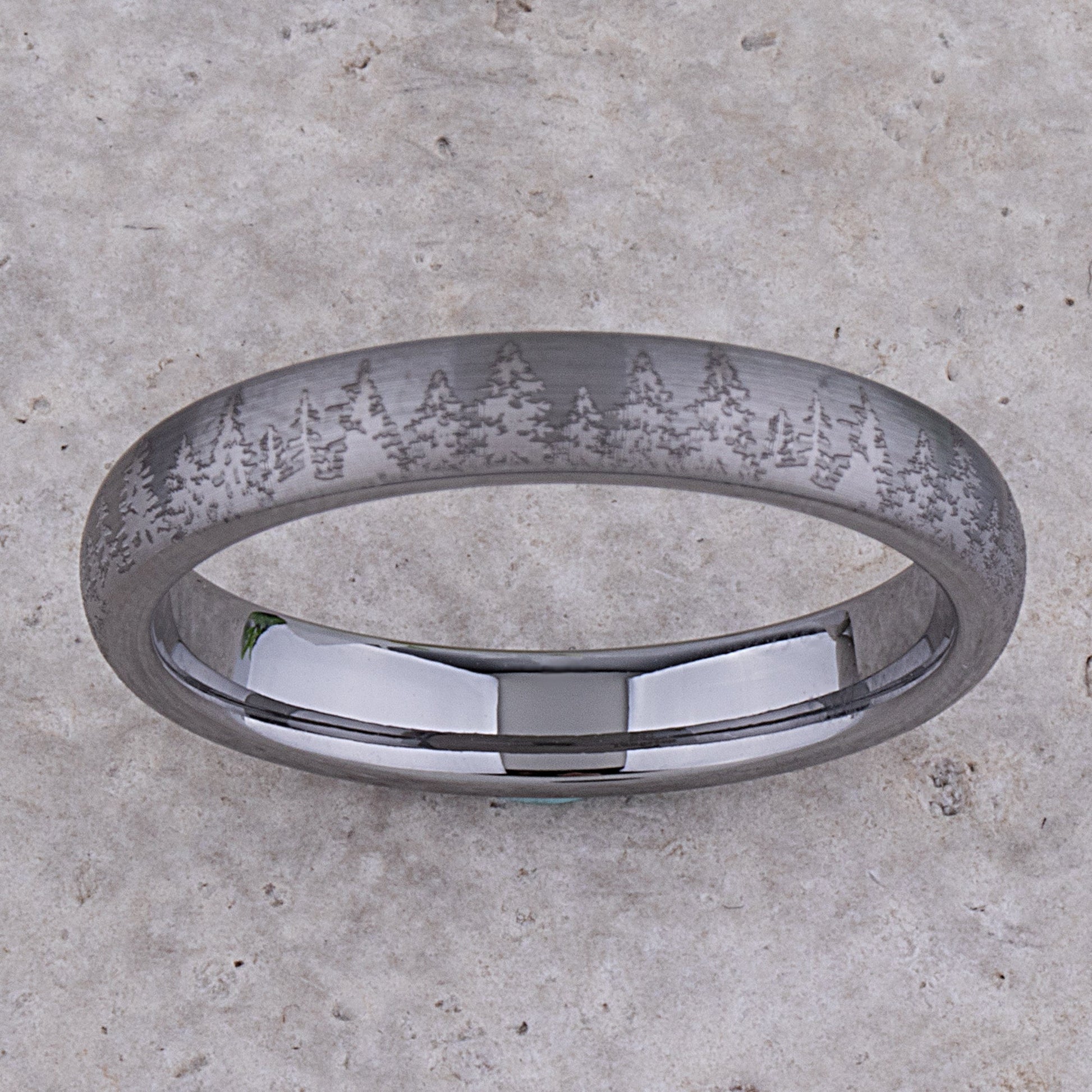 Pine Tree Forest Tungsten Ring - 4mm Width