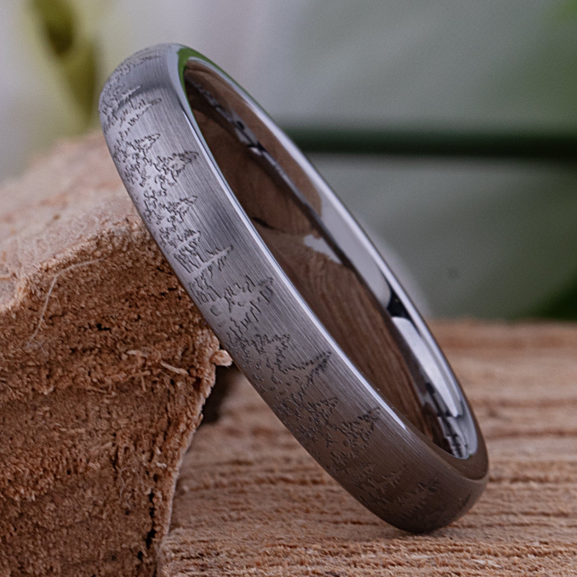 Pine Tree Forest Tungsten Ring - 4mm Width