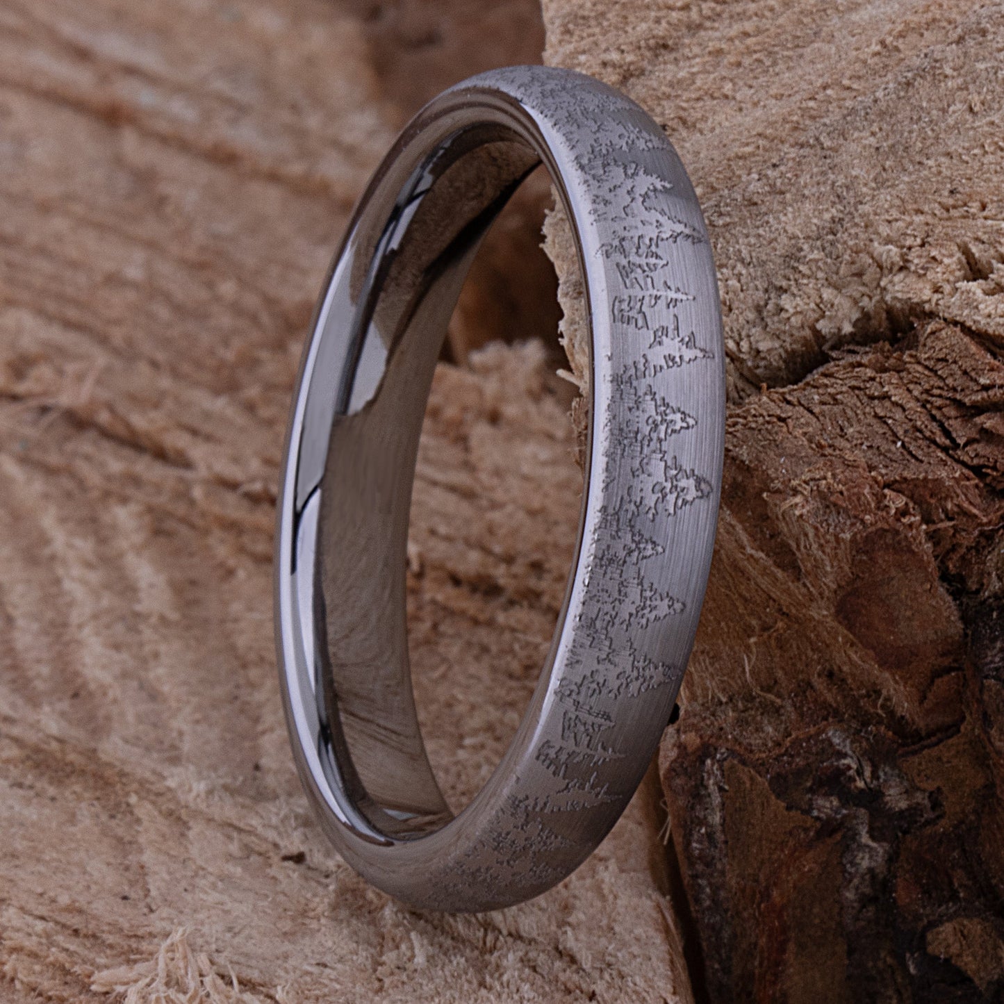 Pine Tree Forest Tungsten Ring - 4mm Width
