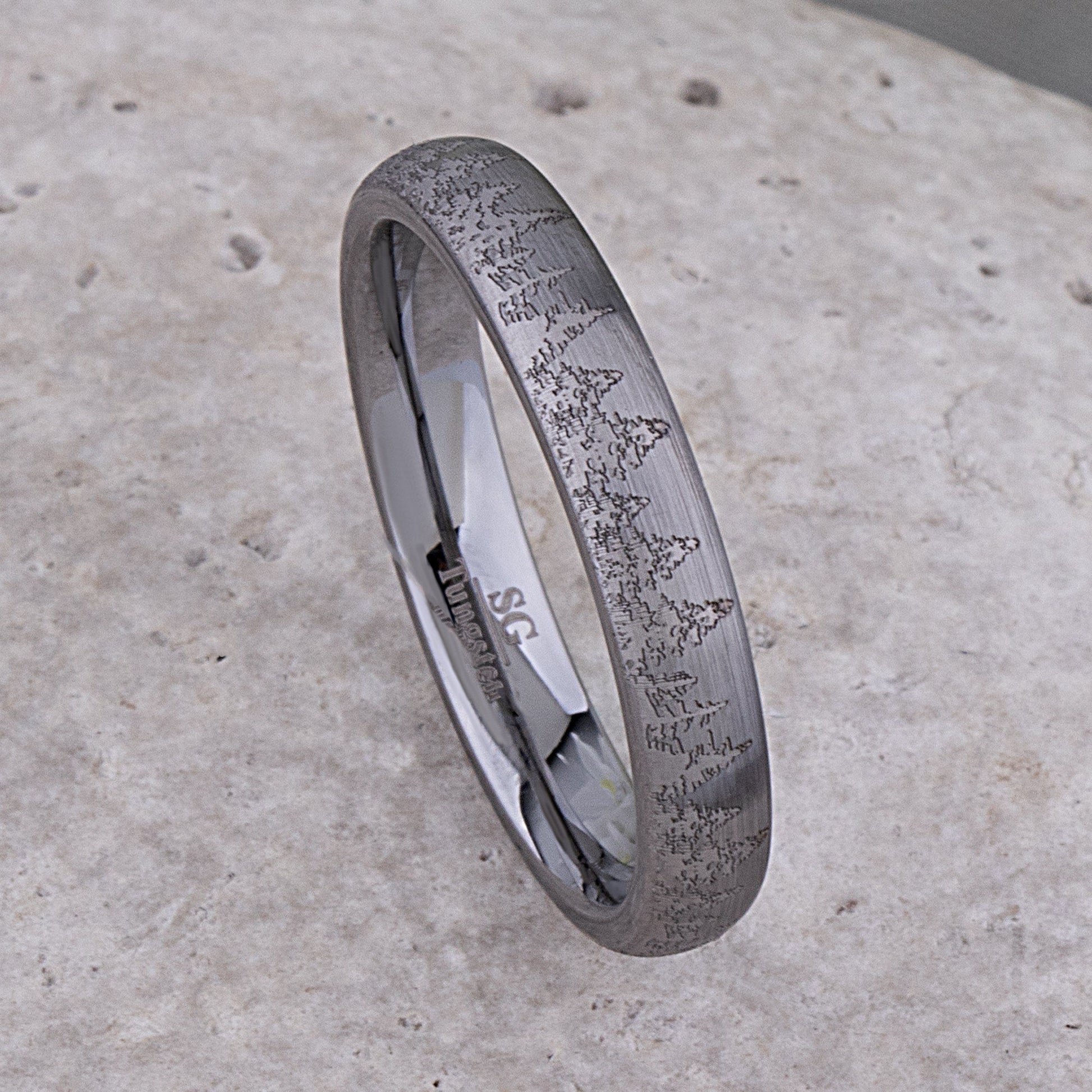 Pine Tree Forest Tungsten Ring - 4mm Width