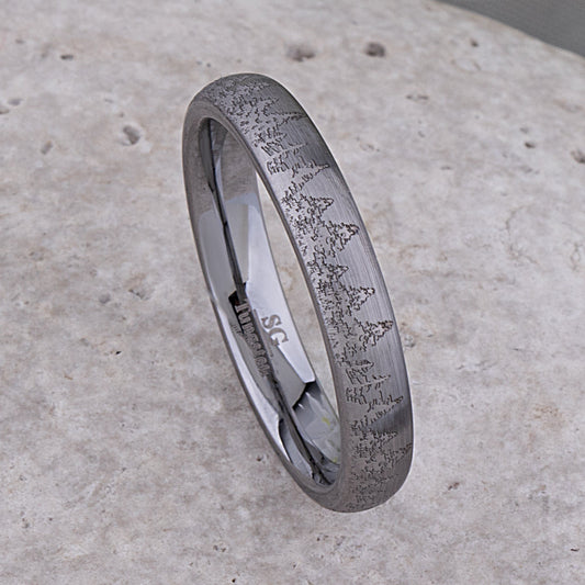 Pine Tree Forest Tungsten Ring - 4mm Width