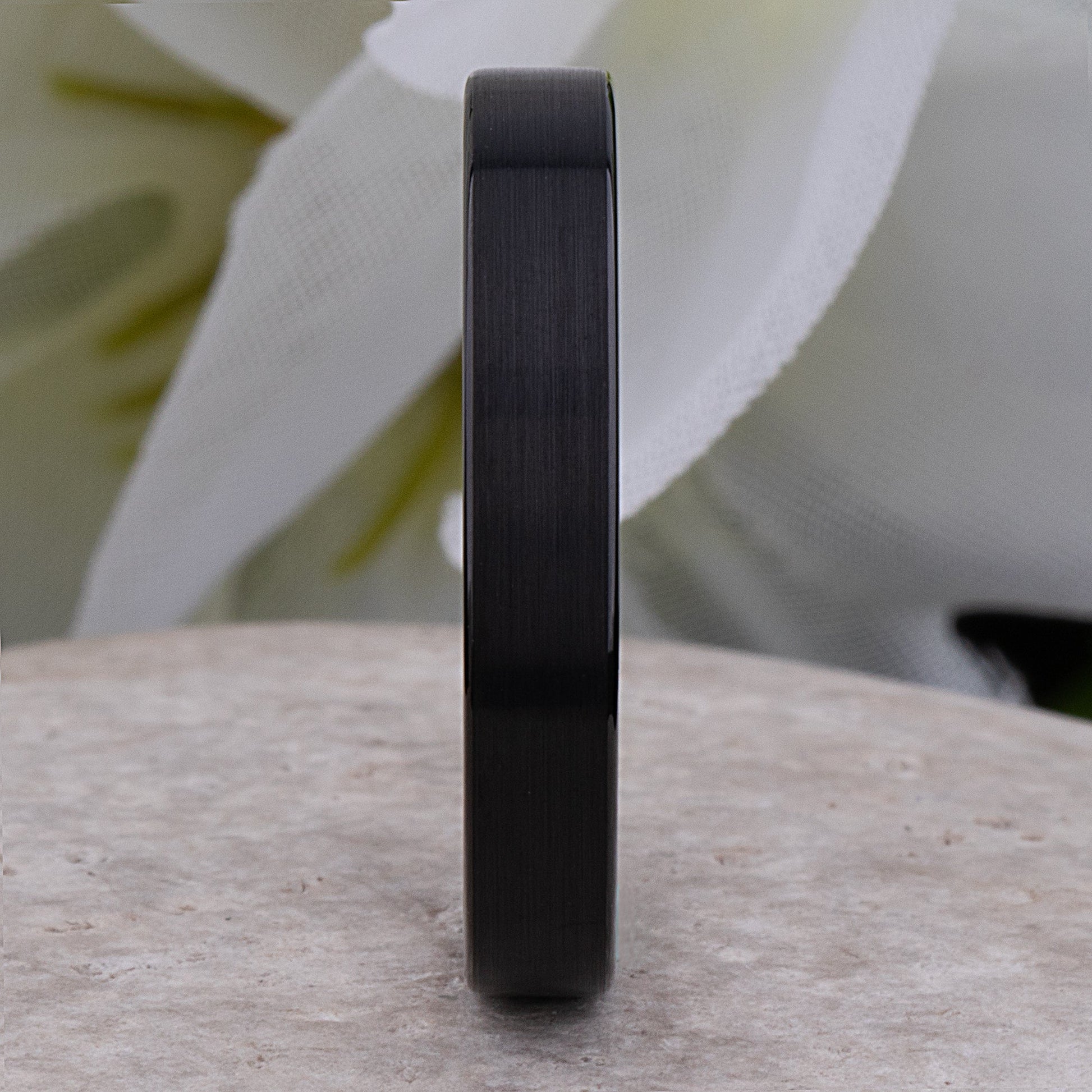 Unisex Black and Rose Gold Tungsten Wedding Ring - 4mm Width