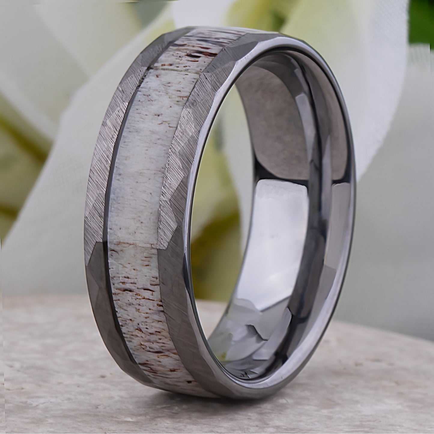Tungsten Ring with Deer Antler Inlay - 8mm Width
