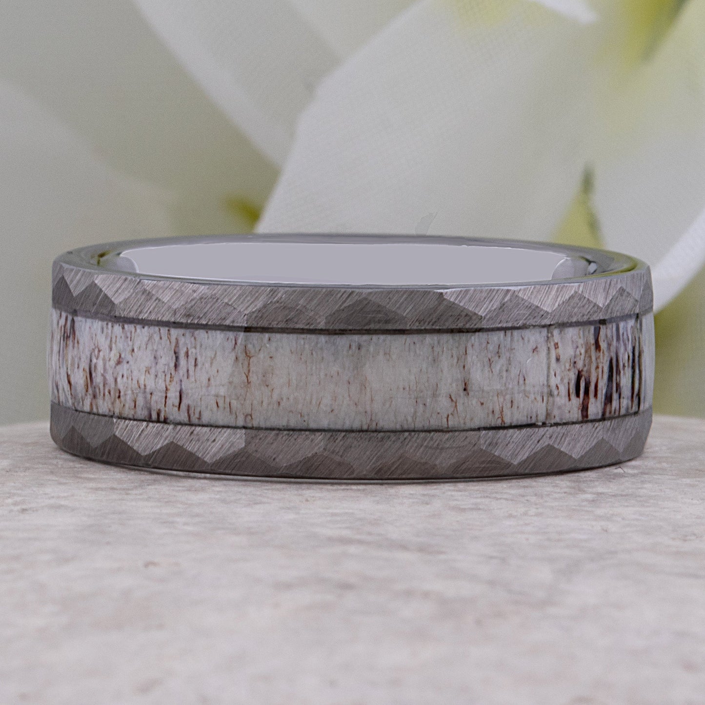 Tungsten Ring with Deer Antler Inlay - 8mm Width