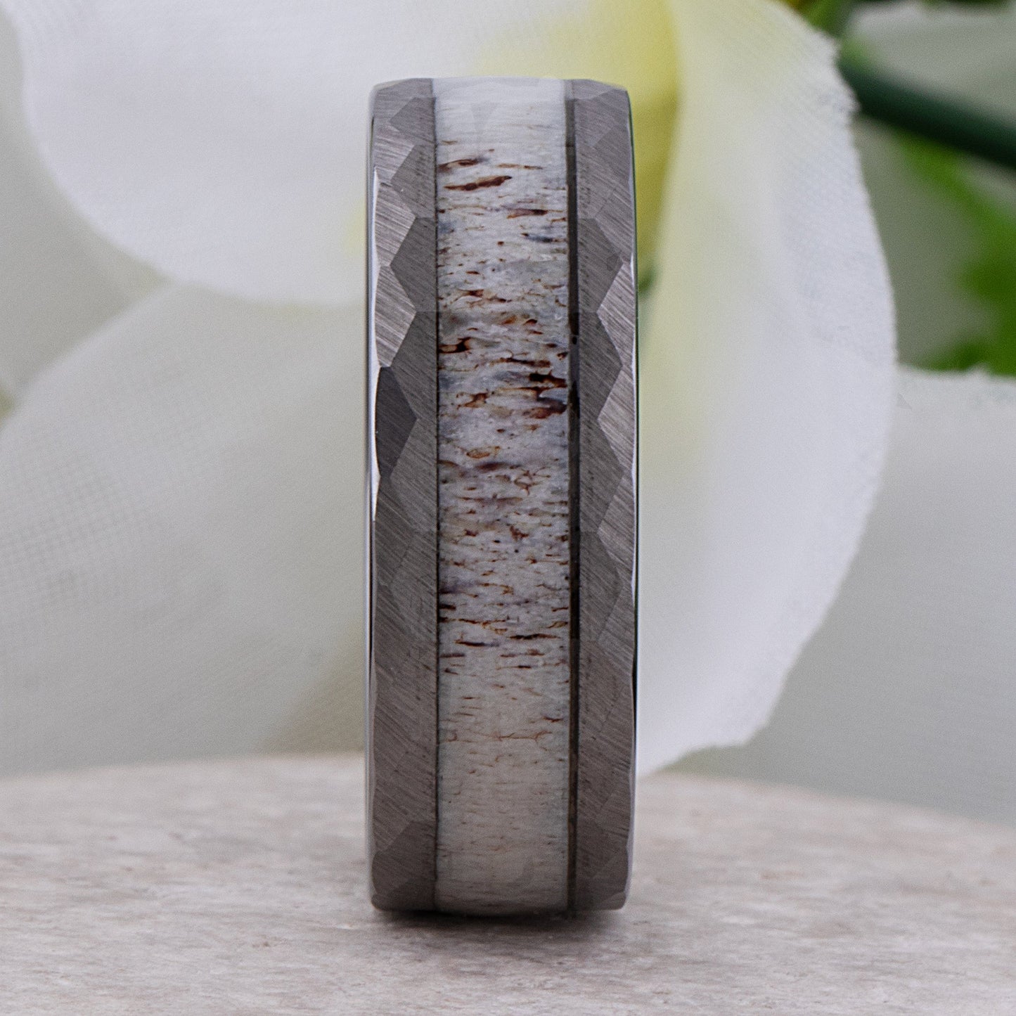 Tungsten Ring with Deer Antler Inlay - 8mm Width