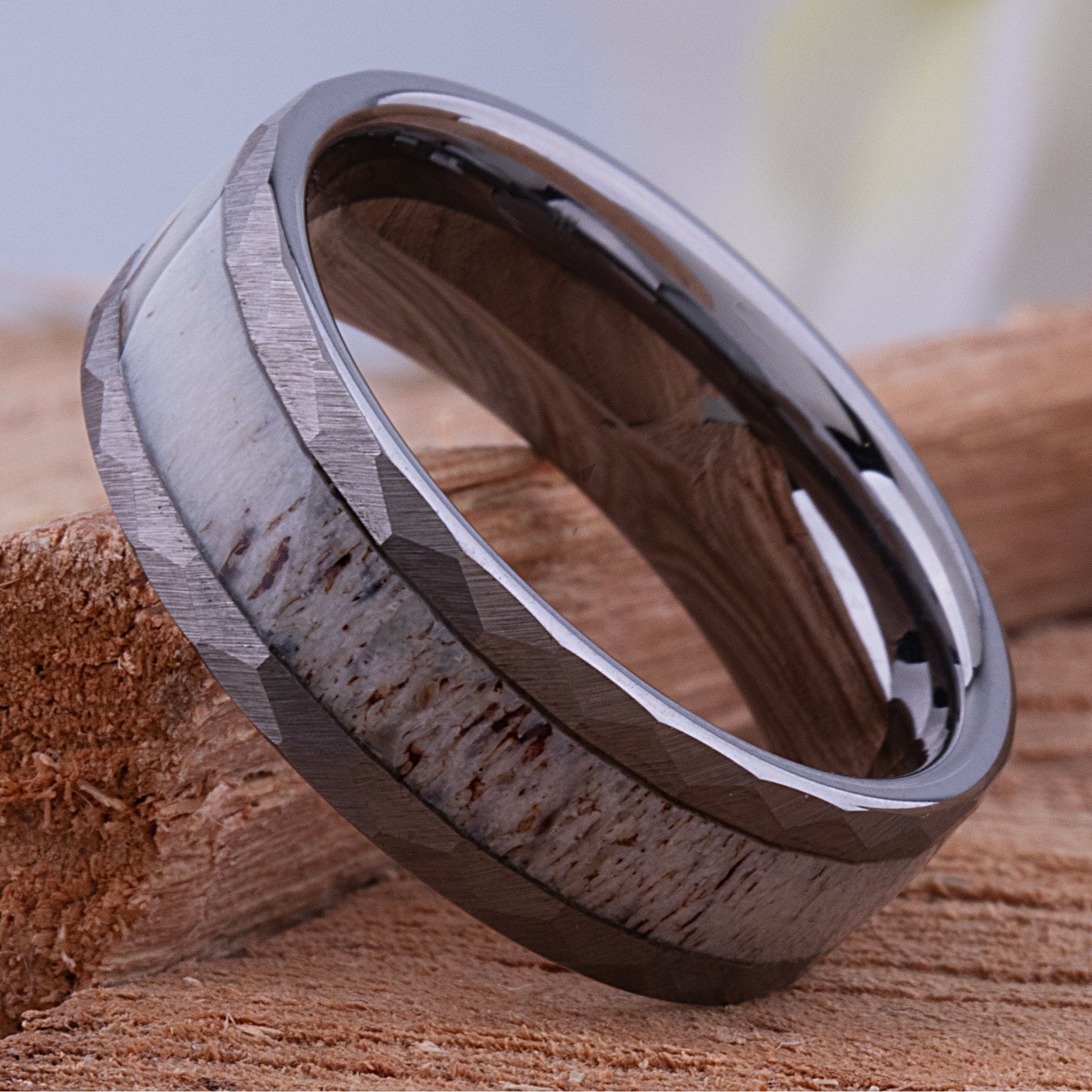 Tungsten Ring with Deer Antler Inlay - 8mm Width