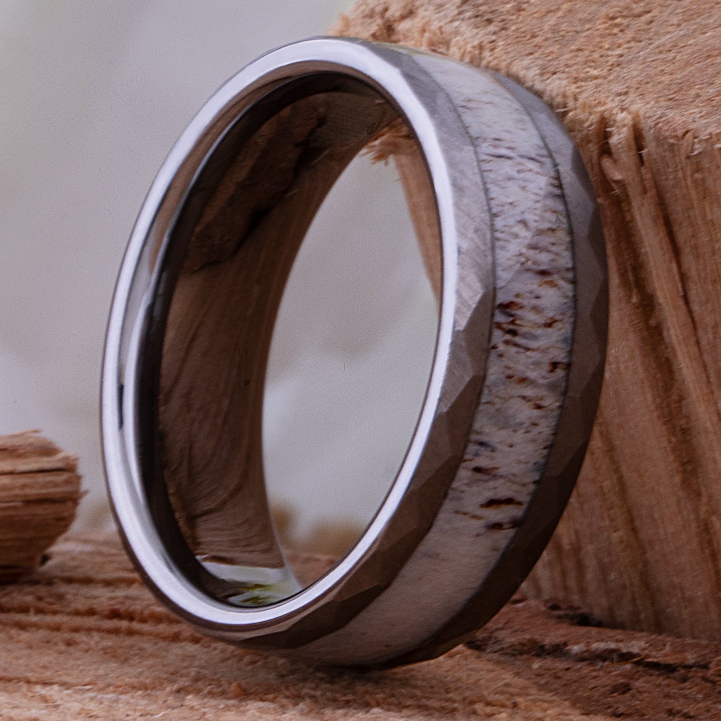 Tungsten Ring with Deer Antler Inlay - 8mm Width