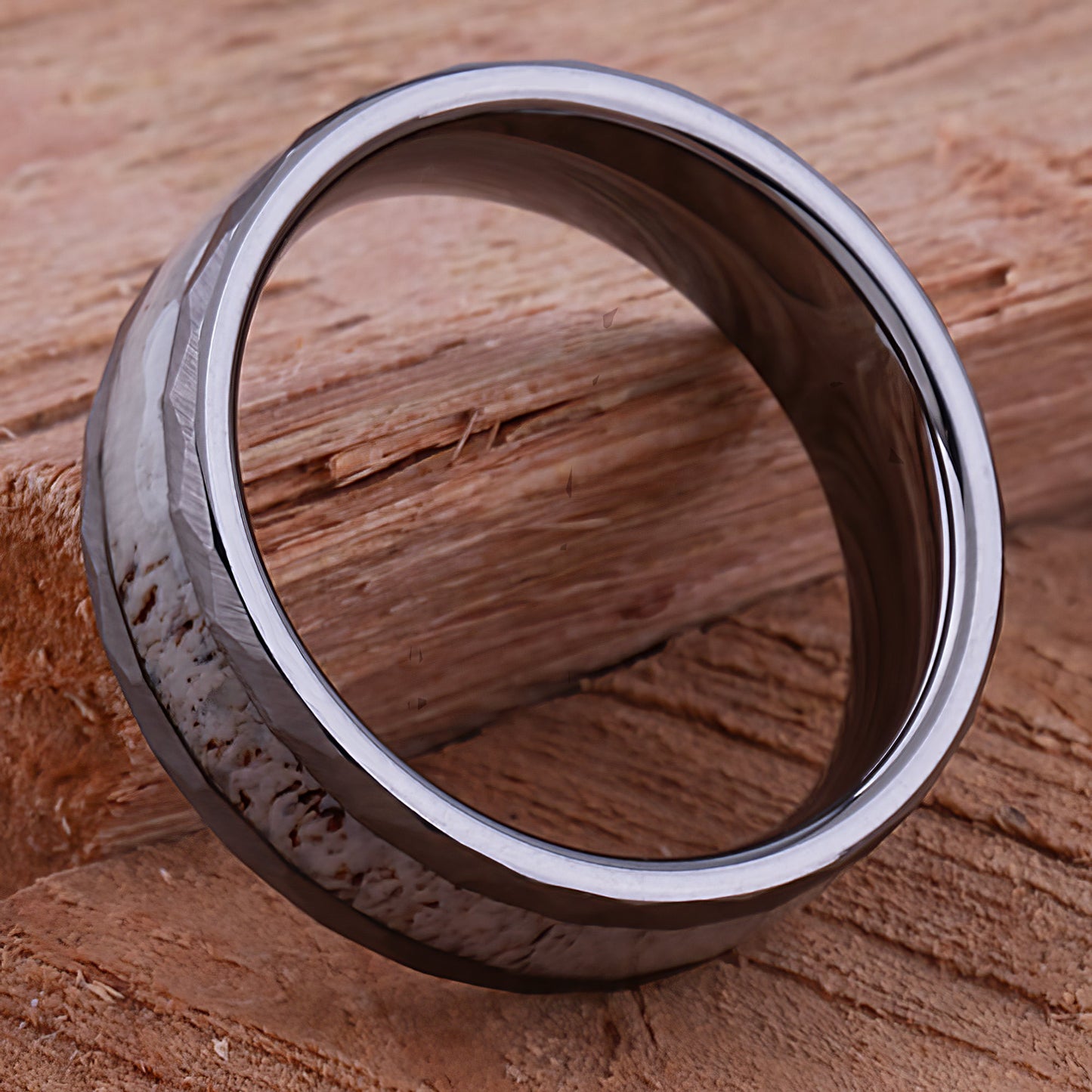 Tungsten Ring with Deer Antler Inlay - 8mm Width