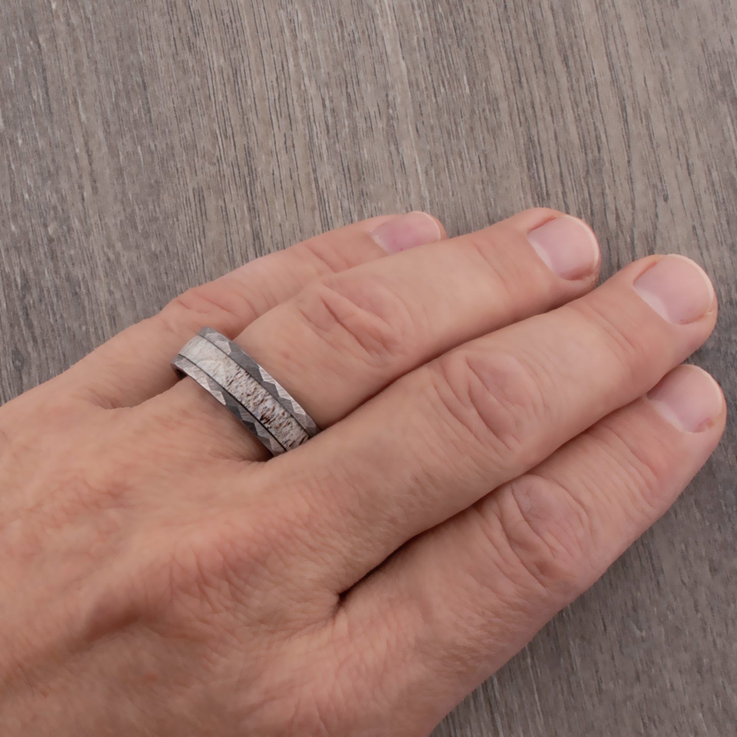 Tungsten Ring with Deer Antler Inlay - 8mm Width