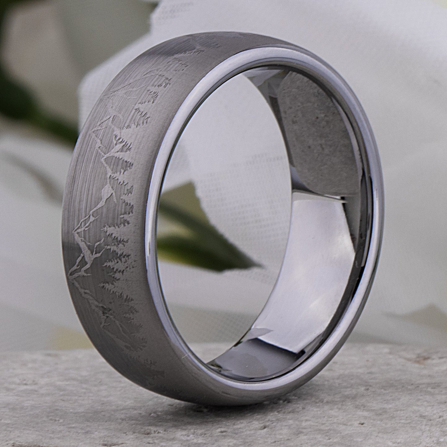 Mountain Design Tungsten Ring - 8mm Width