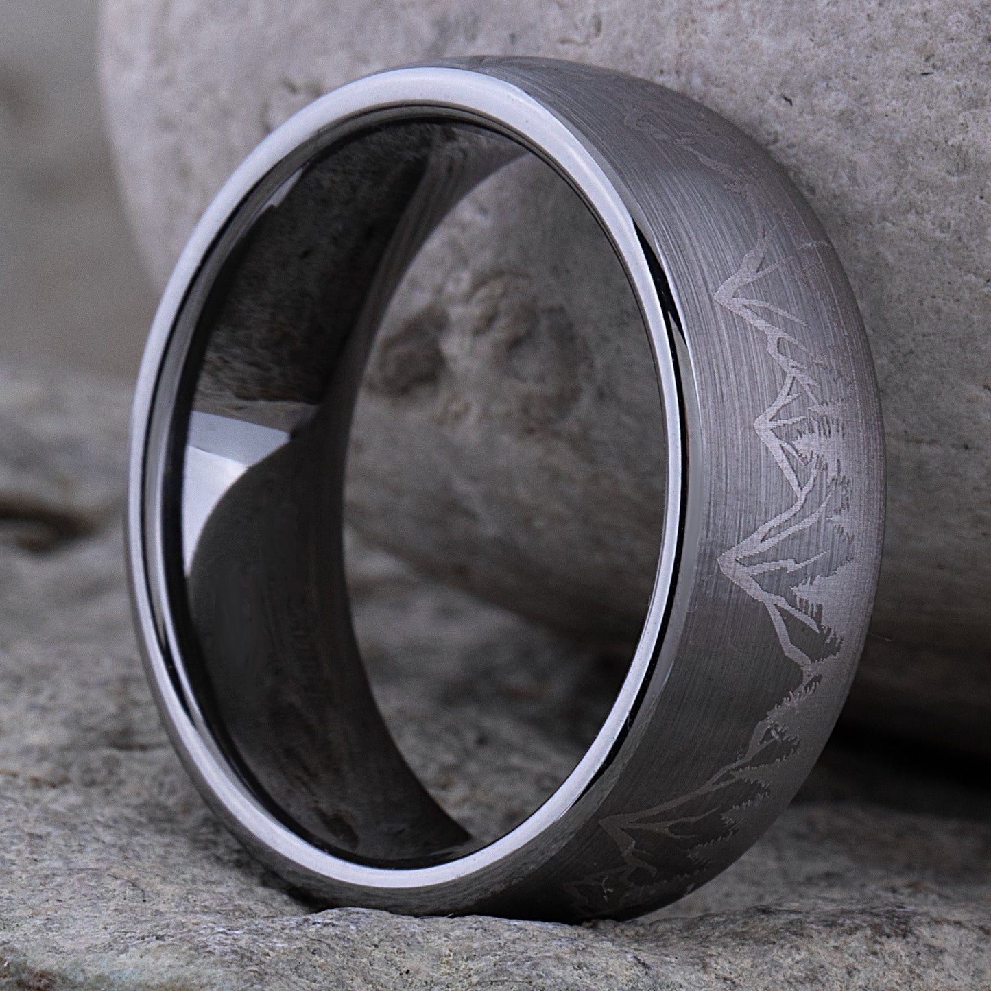 Mountain Design Tungsten Ring - 8mm Width