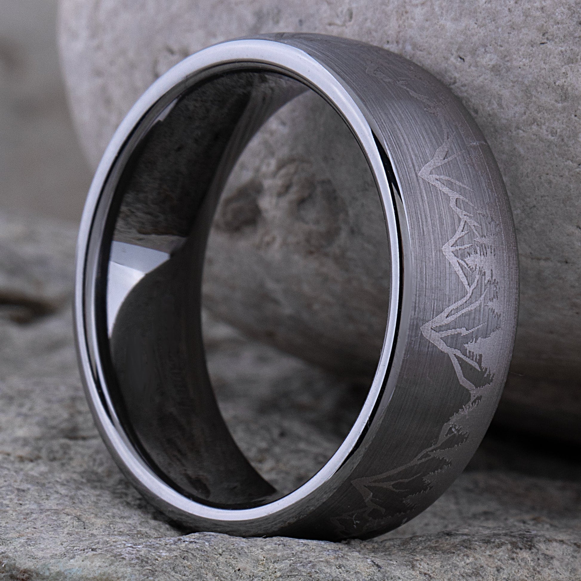 Mountain Design Tungsten Ring - 8mm Width