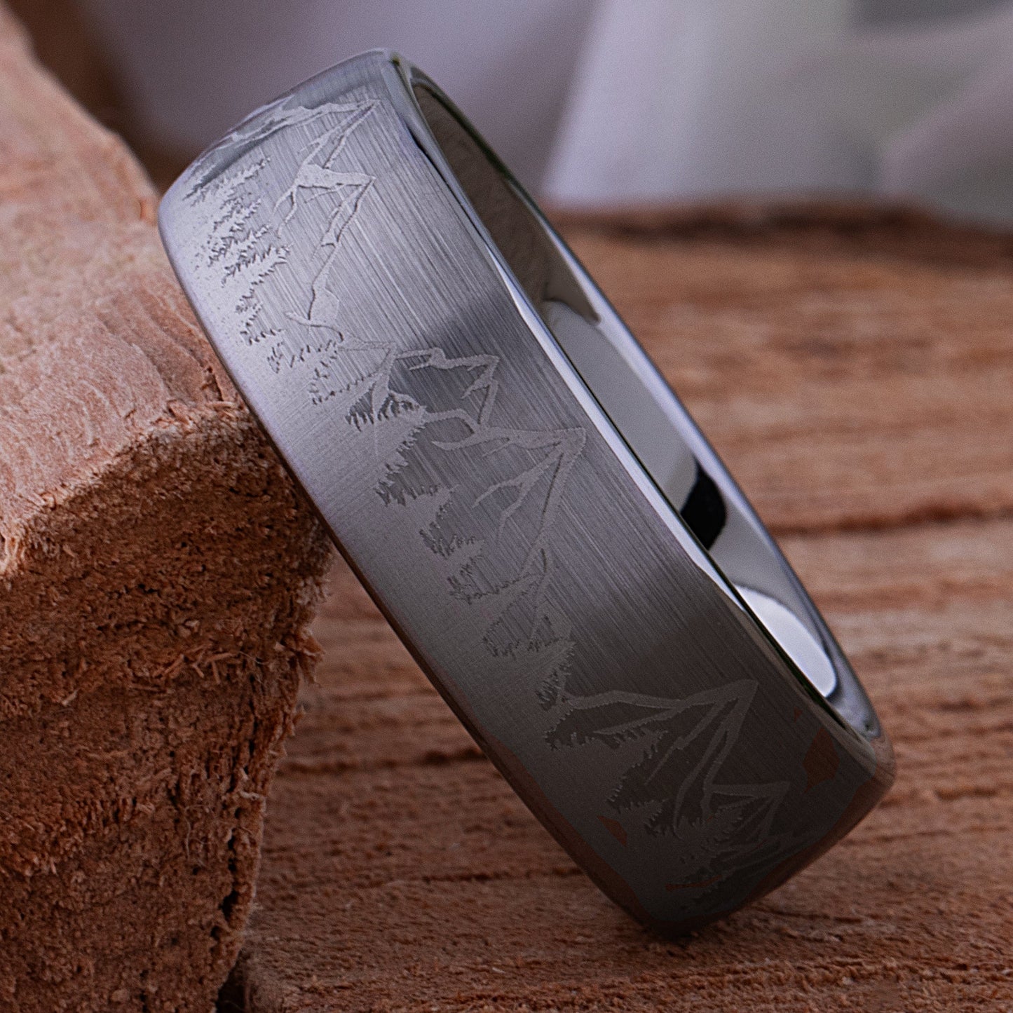 Mountain Design Tungsten Ring - 8mm Width