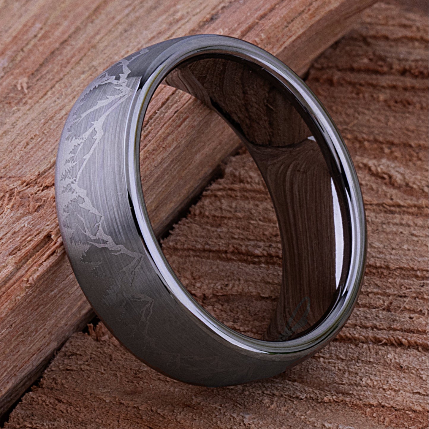 Mountain Design Tungsten Ring - 8mm Width