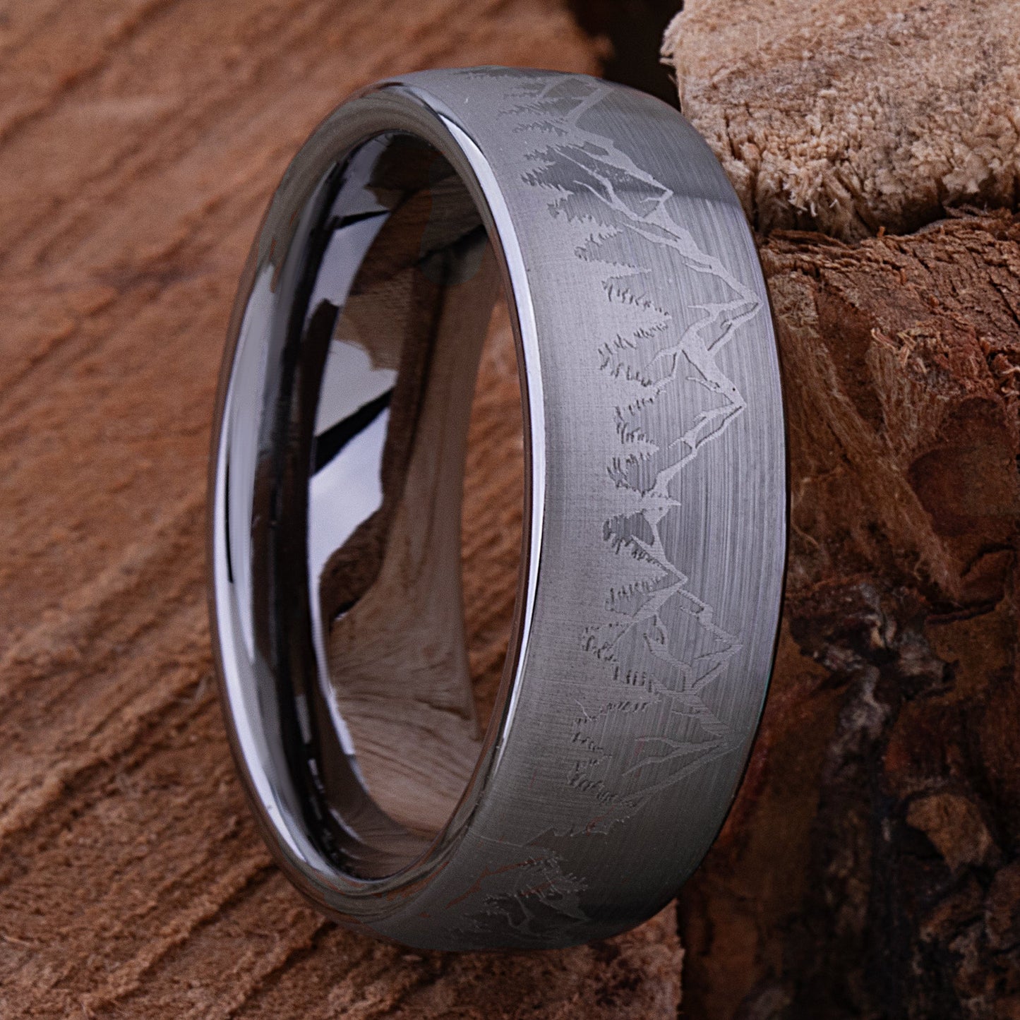Mountain Design Tungsten Ring - 8mm Width