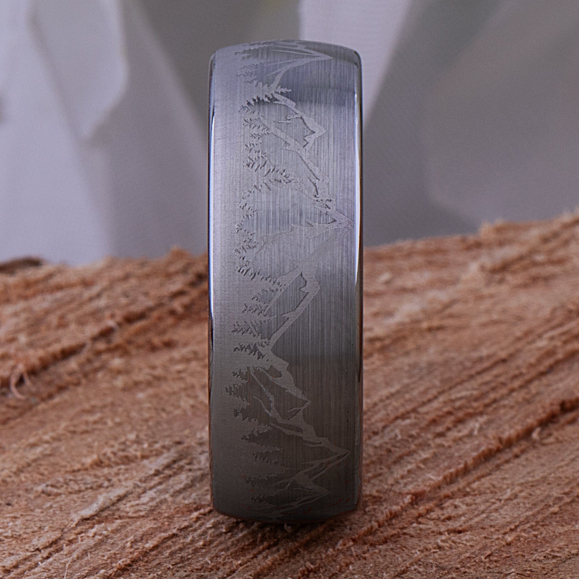 Mountain Design Tungsten Ring - 8mm Width