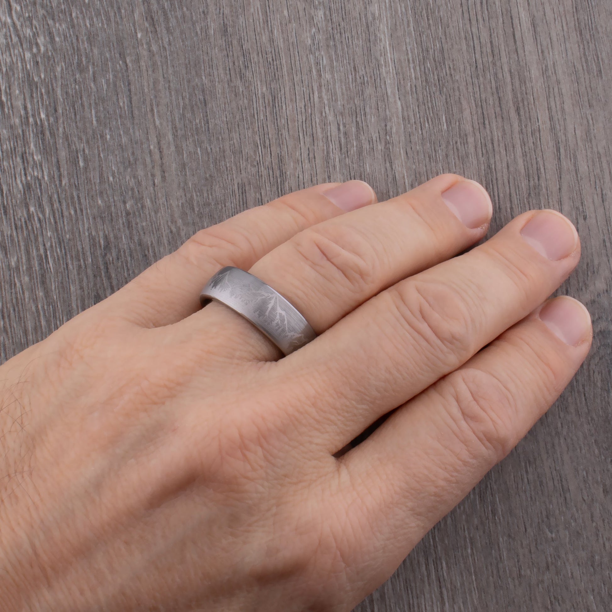 Mountain Design Tungsten Ring - 8mm Width