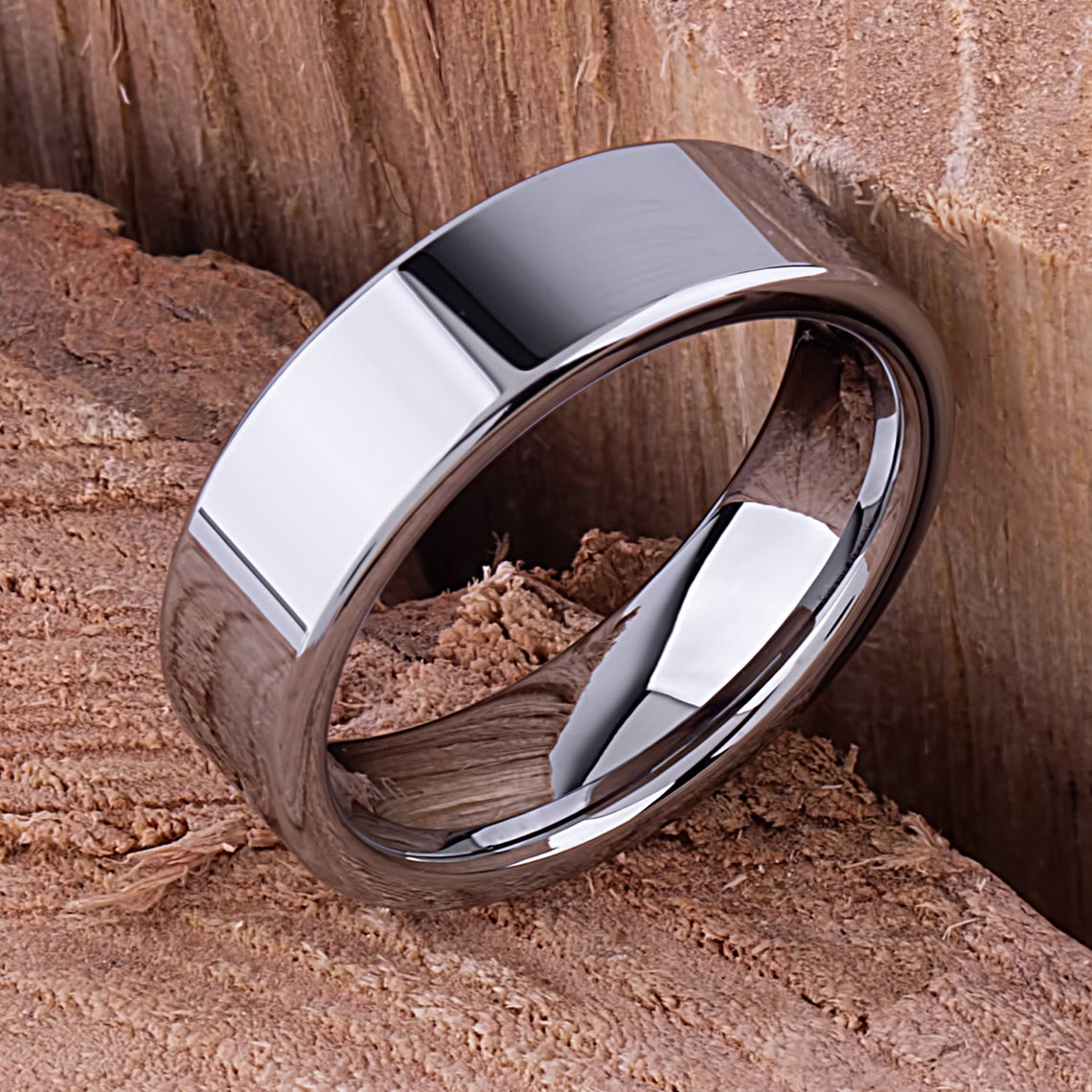 Tungsten Wedding Band High Polish 7mm - TCR062 traditional men’s wedding or engagement band or promise ring for boyfriend
