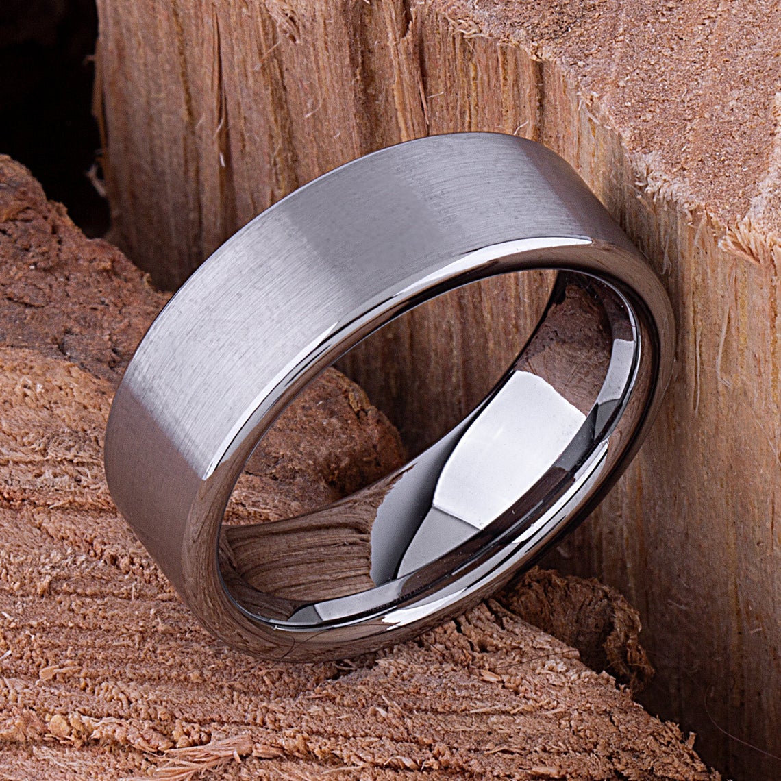 Tungsten Engagement Ring Satin Surface 8mm - TCR052 traditional men's wedding band or anniversary ring for husband Steven G Designs Ltd