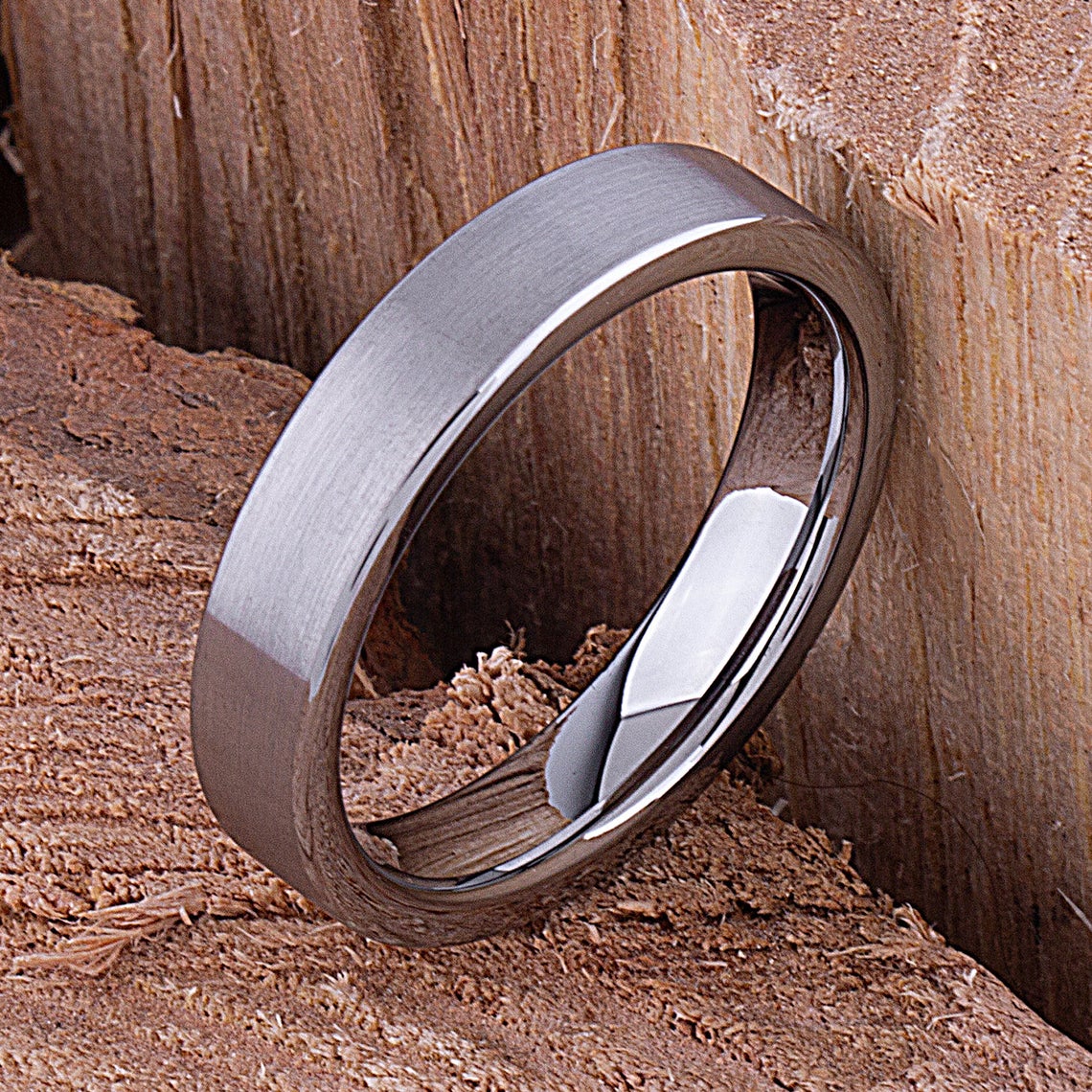 Tungsten Wedding Band Satin Finish 5mm - TCR061 traditional men’s wedding or engagement ring or promise band for him