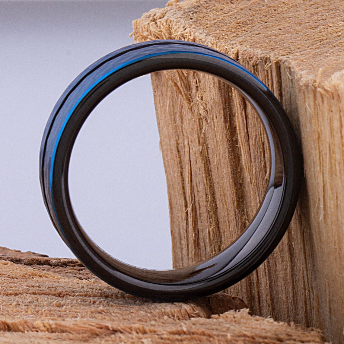 Black and Blue Tungsten Ring 8mm - TCR086 unique black and blue men’s engagement or wedding ring or anniversary band