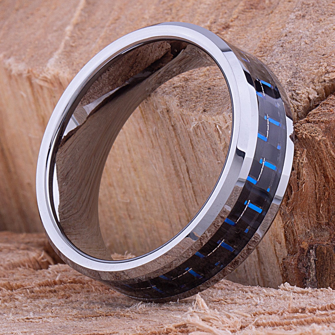 Tungsten Ring with Carbon Fiber 8mm - TCR091 unique carbon fiber men’s wedding or engagement band or anniversary ring