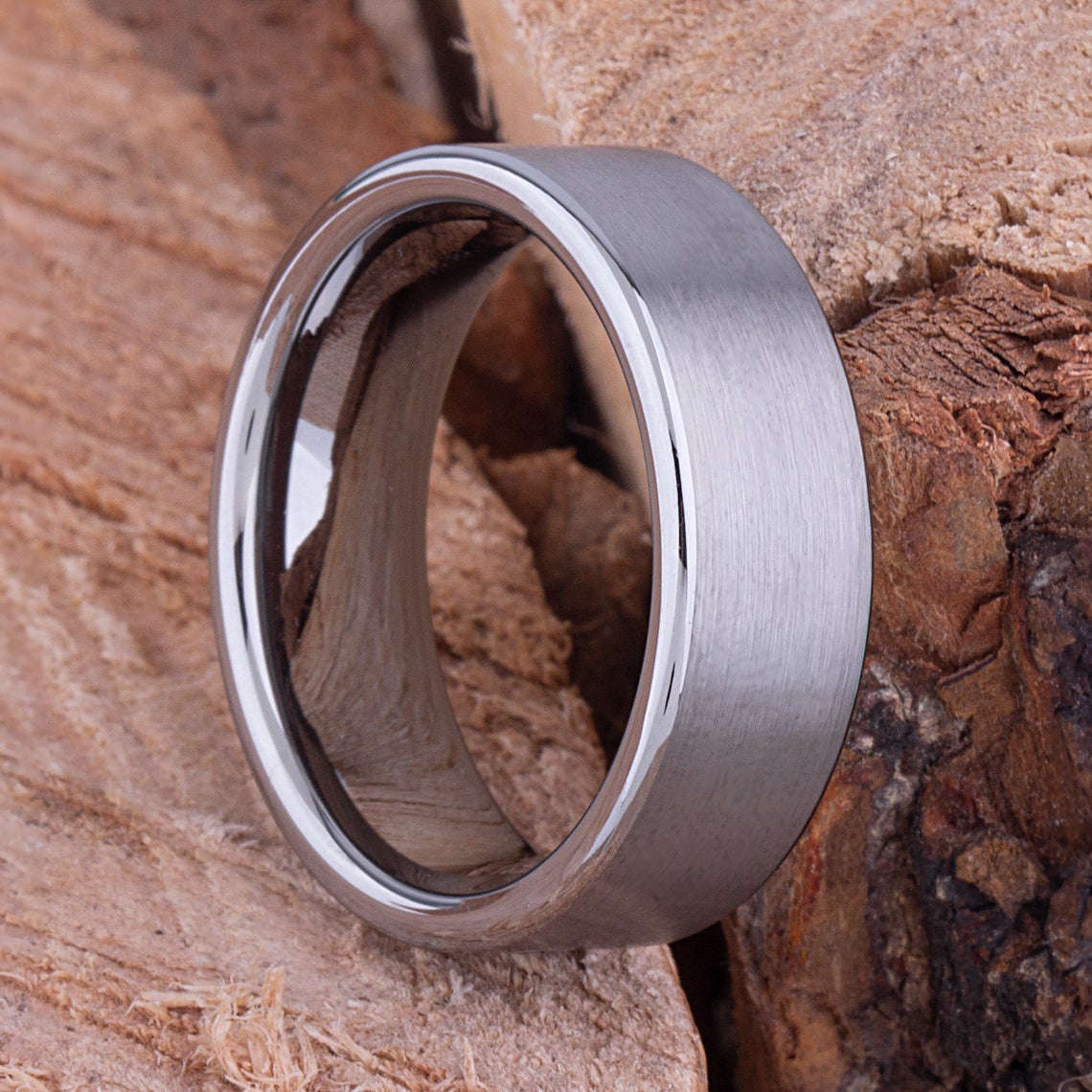 Tungsten Engagement Ring Satin Surface 8mm - TCR052 traditional men's wedding band or anniversary ring for husband Steven G Designs Ltd