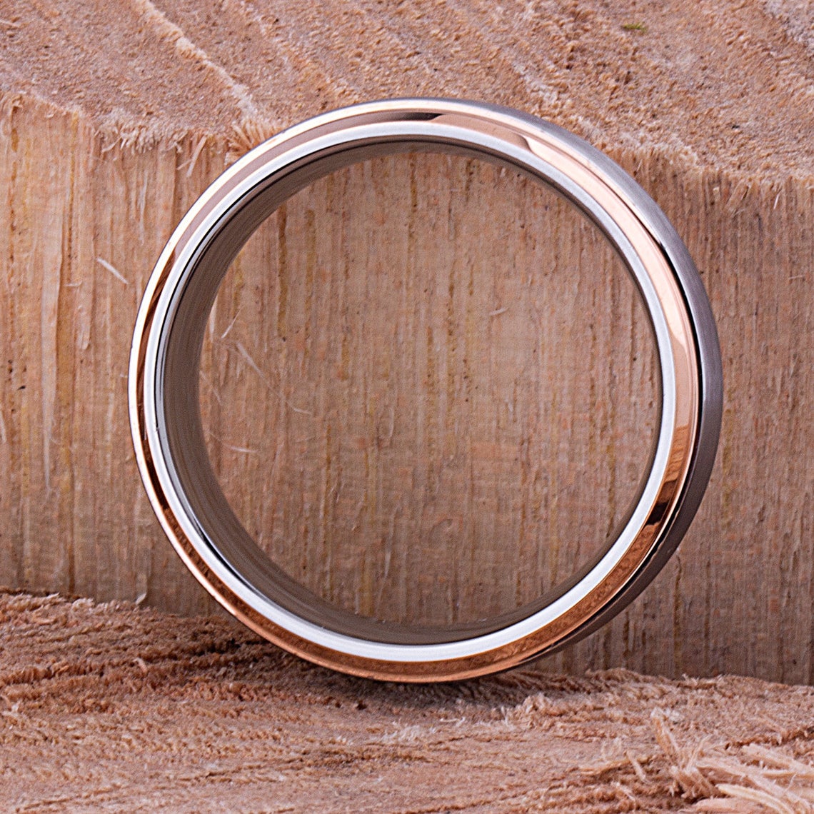 Tungsten Ring with Rose Gold 8mm - TCR082 rose gold men’s wedding or engagement band or promise ring for boyfriend