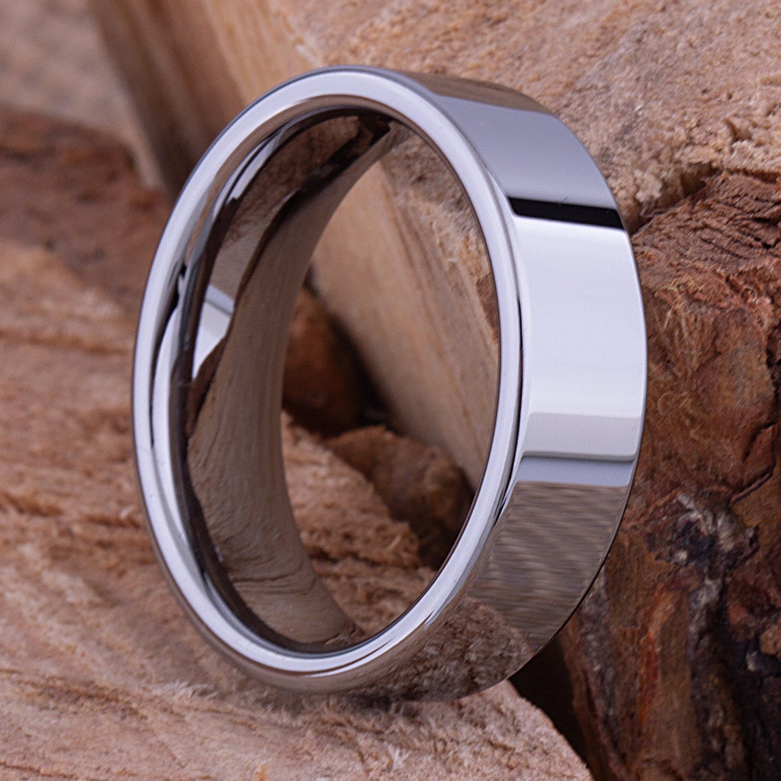 Tungsten Wedding Band High Polish 7mm - TCR062 traditional men’s wedding or engagement band or promise ring for boyfriend