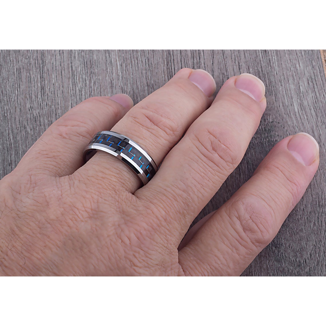 Tungsten Ring with Carbon Fiber 8mm - TCR091 unique carbon fiber men’s wedding or engagement band or anniversary ring