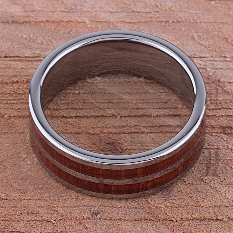Tungsten Ring with Koa Wood 8mm - TCR092 wood engagement band or wedding ring or promise band for boyfriend