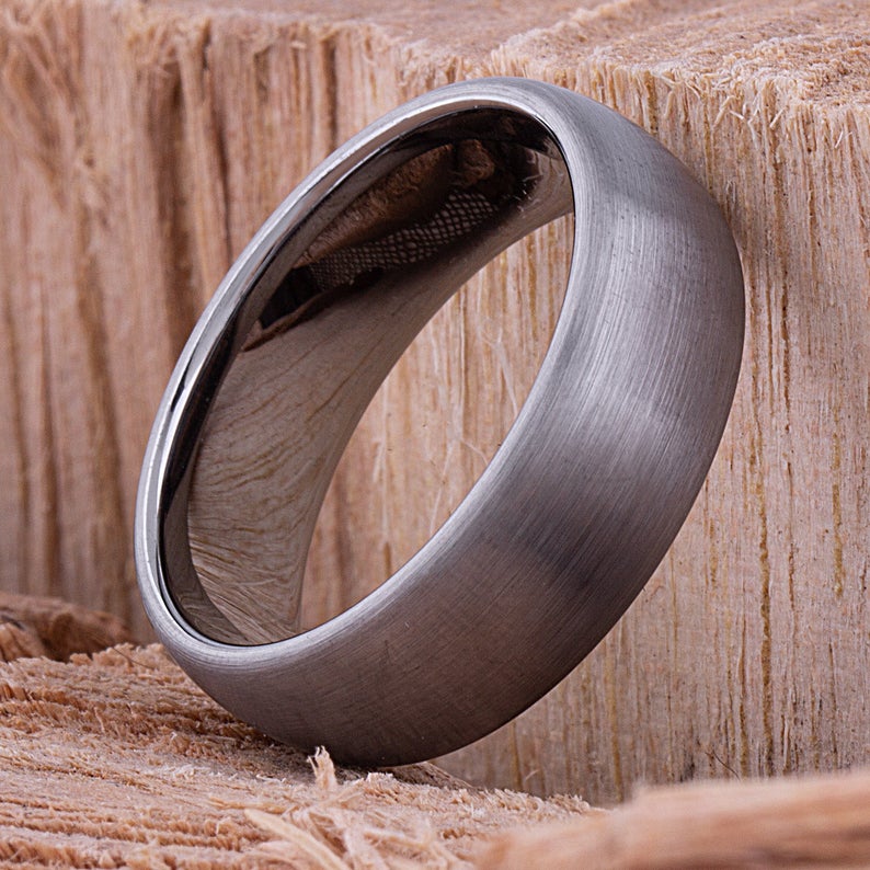 Tungsten Wedding Ring Satin Finish 8mm - TCR054 traditional men's engagement band or promise ring for boyfriend Steven G Designs Ltd