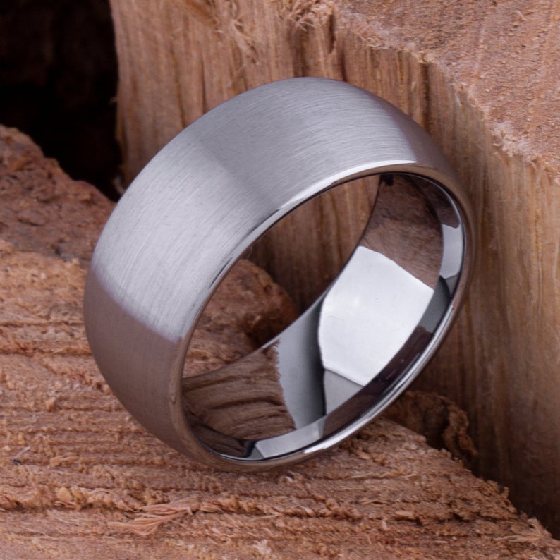 Tungsten Engagement Ring Brushed 10mm - TCR046 traditional engagement or promise band for boyfriend Steven G Designs Ltd