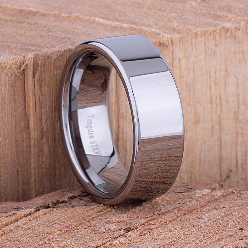 Tungsten Wedding Ring High Polished 9mm - TCR055 traditional men’s wedding or engagement band or promise ring for boyfriend Steven G Designs Ltd