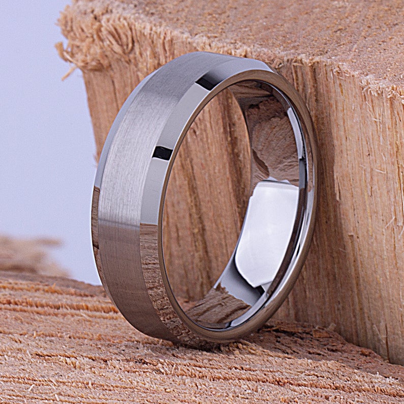 Tungsten Engagement Band 7mm - TCR044 traditional engagement or anniversary band for husband Steven G Designs Ltd