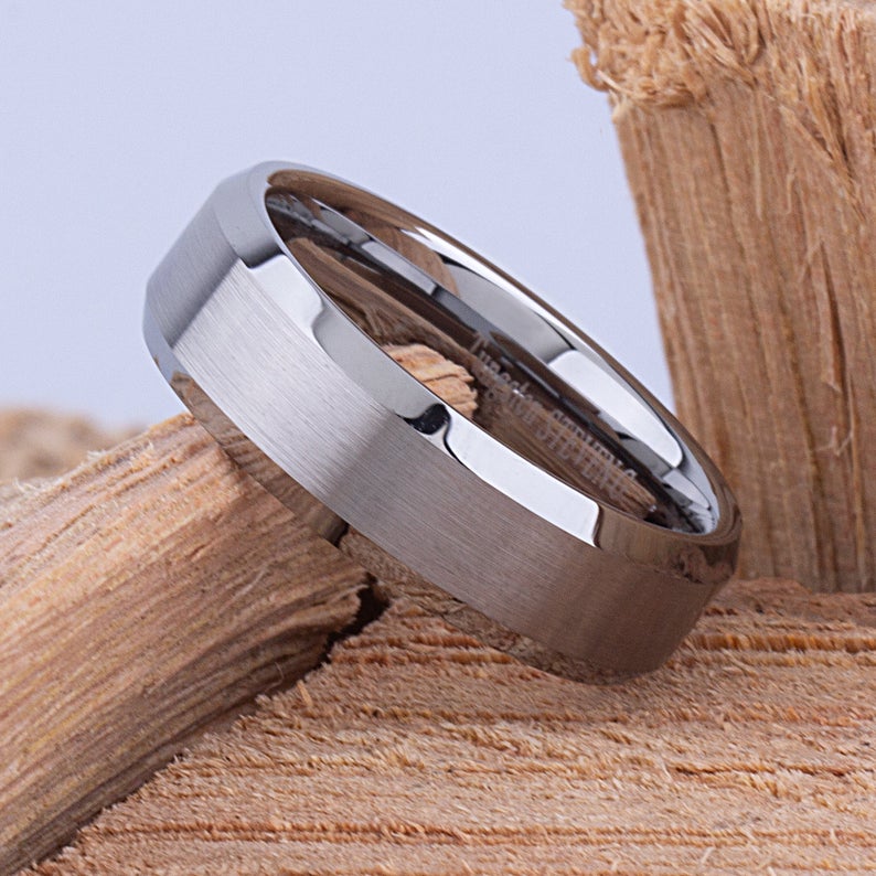 Tungsten Engagement Band 7mm - TCR044 traditional engagement or anniversary band for husband Steven G Designs Ltd