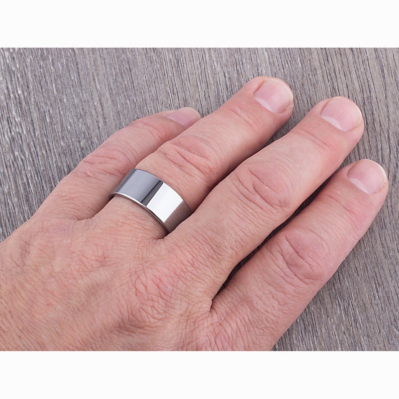 Tungsten Wedding Ring High Polish 10mm - TCR047 traditional engagement or promise band for him Steven G Designs Ltd