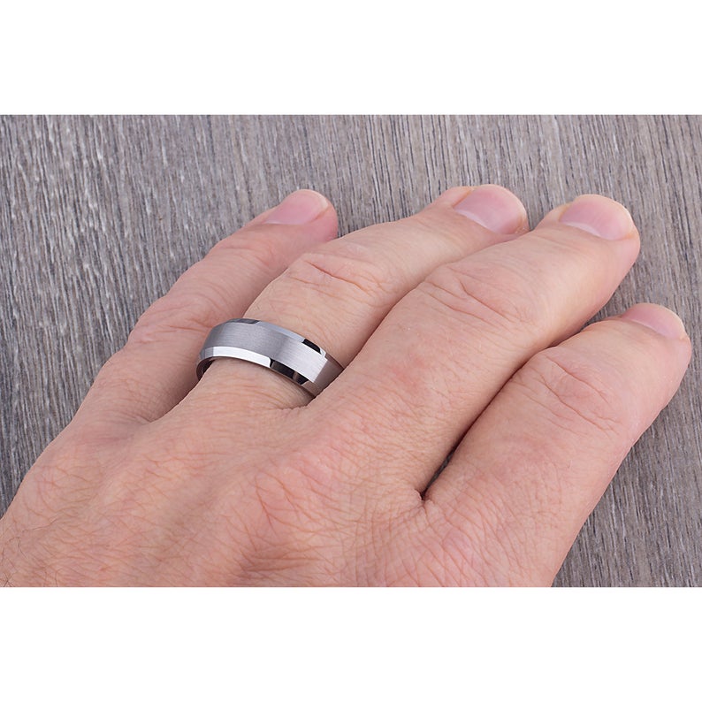 Tungsten Engagement Band 7mm - TCR044 traditional engagement or anniversary band for husband Steven G Designs Ltd