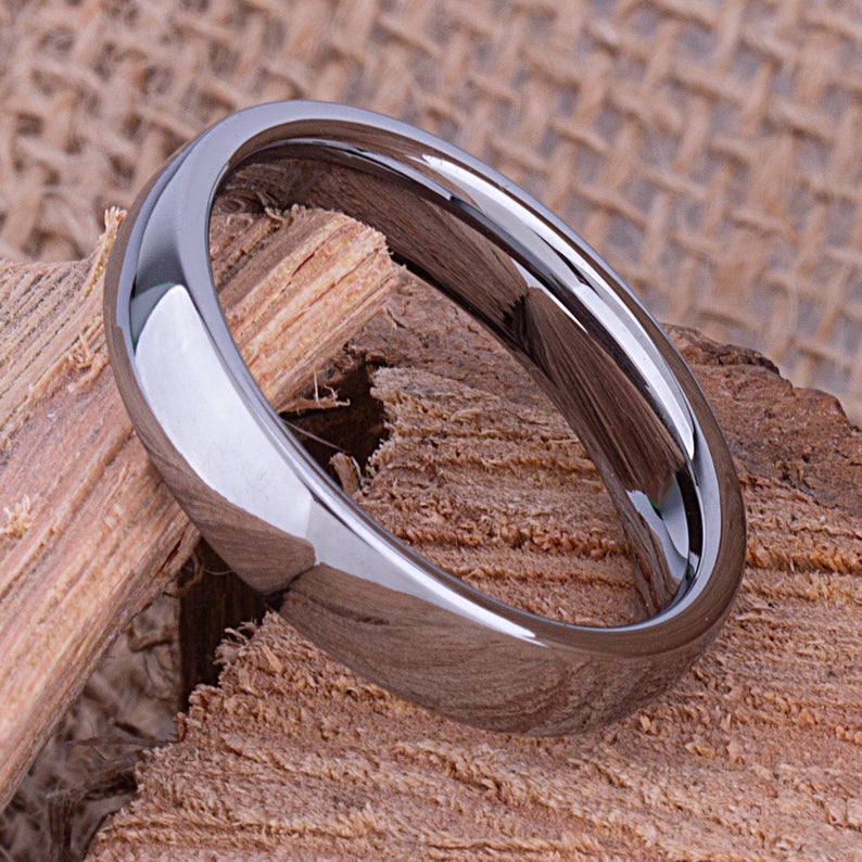 Tungsten Promise Ring High Polish 5mm - TCR043 unique engagement or promise band for boyfriend Steven G Designs Ltd