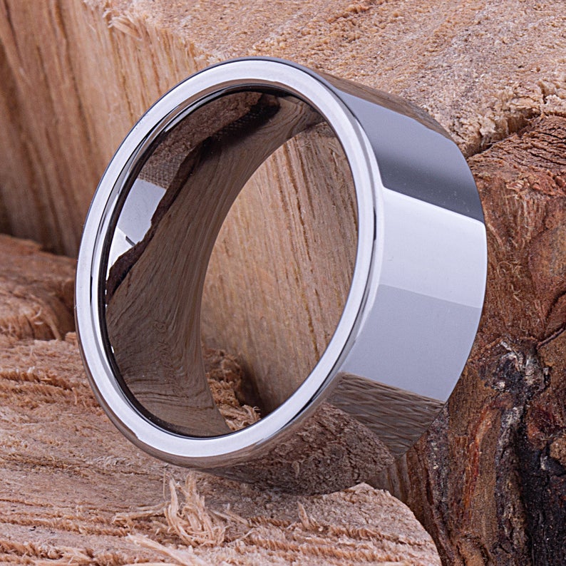 Tungsten Wedding Ring High Polish 10mm - TCR047 traditional engagement or promise band for him Steven G Designs Ltd