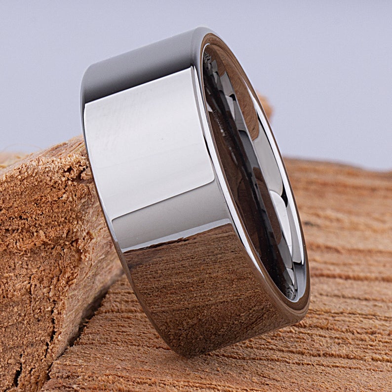 Tungsten Wedding Ring High Polish 10mm - TCR047 traditional engagement or promise band for him Steven G Designs Ltd