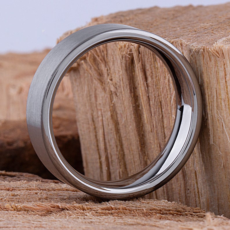 Tungsten Wedding Band Satin Surface 7mm - TCR056 traditional men’s wedding or engagement ring or promise band for boyfriend
