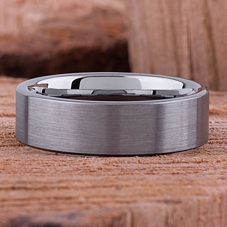 Tungsten Wedding Band Satin Surface 7mm - TCR056 traditional men’s wedding or engagement ring or promise band for boyfriend